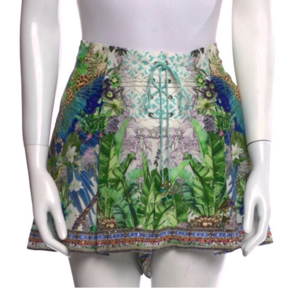 Camilla Green Blue Tropical Print Shorts
